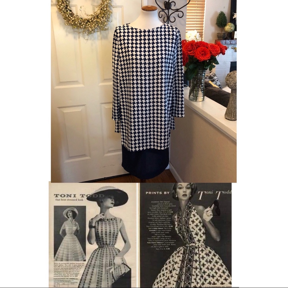 Vintage Toni Todd Navy And White 60’s Style Dress